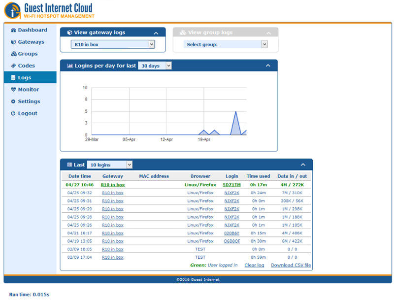 GIS Cloud Logs Page